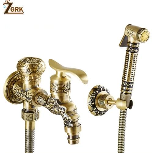 ZGRK Bathroom Shower Ass Bidet Squeegee Brass Faucet Washing Tap Tail Anal Nozzle Wall Handheld Hygienic Anal Shower Sex