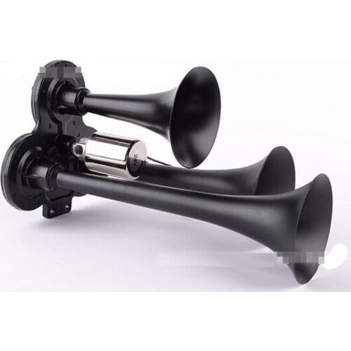 Car motorcycle air horn air horn solenoid valve/12v-24V three-plated air horn/Van Horn (black)