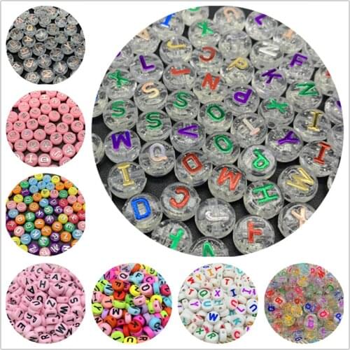50pcs 10mm Mixed Acrylic Letter Beads Alphabet Digital Loose Spacer Beads For Jewelry Making DIY Handmade Bracelet Necklace