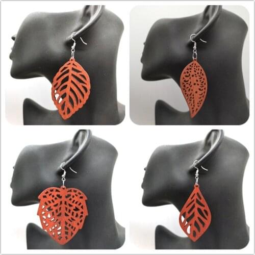 Leaf Wooden Earrings can mixed 4 designs