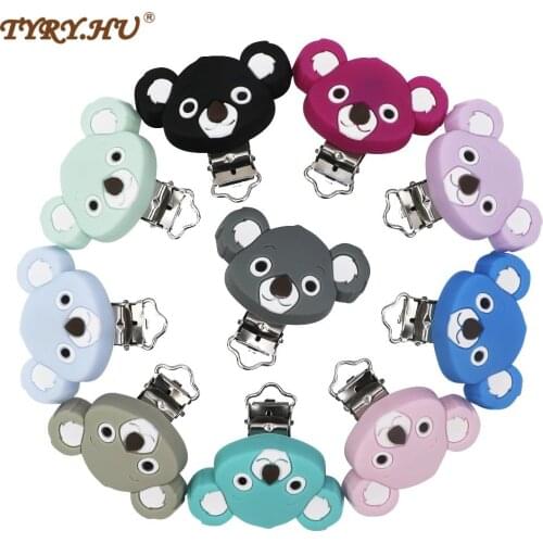 Pacifier Holder For Silicone Pacifier Clip For Nipple Infant Baby koala Shape Teether Metal Dummy Clips Chains
