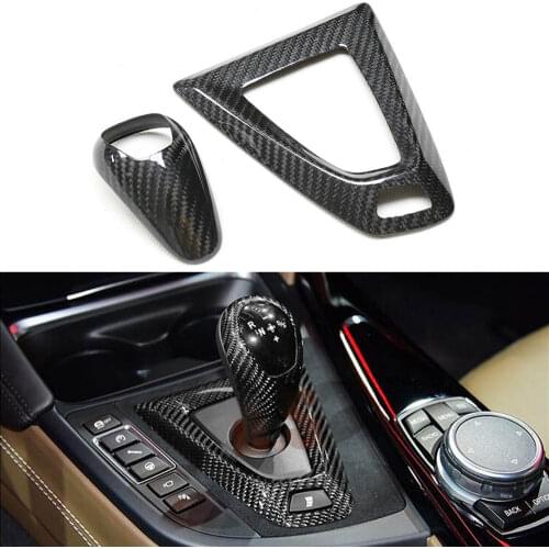 For BMW M2 F87 F80 M3 F82 F83 M4 F10 Dry Carbon Interior Gear Knob Trim Cover Interior Car Sticker Accessories Decoration