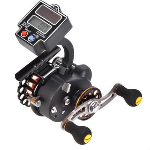 Electronic Digital Show Line Counter 4+1 Ball Bearings 3.5:1 Fishing Reel Right / Left Hand Raft Fishing Reel with Solar Power