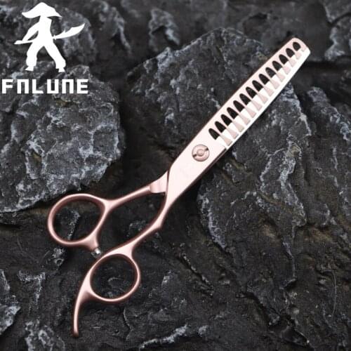 FnLune Cut Hair 50% VG-10 Rose Gold Professional Hair Salon Fish Bone Scissors Cut Barber Hair Thinning Hairdressing Scissors