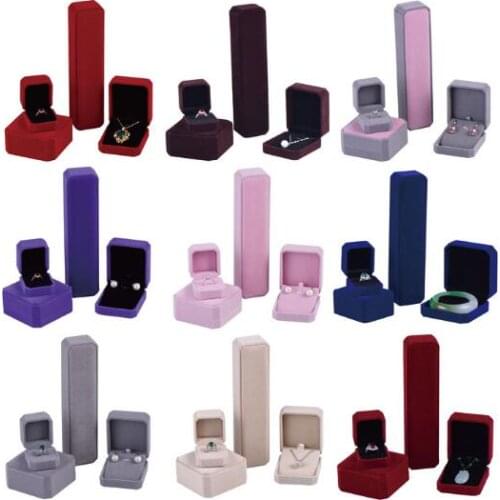 Classic Velvet Jewellery Boxes Set Ring Earring Pendant Bracelet Necklace Storage Gift Boxes Cases Set Wholesale 40sets/lot