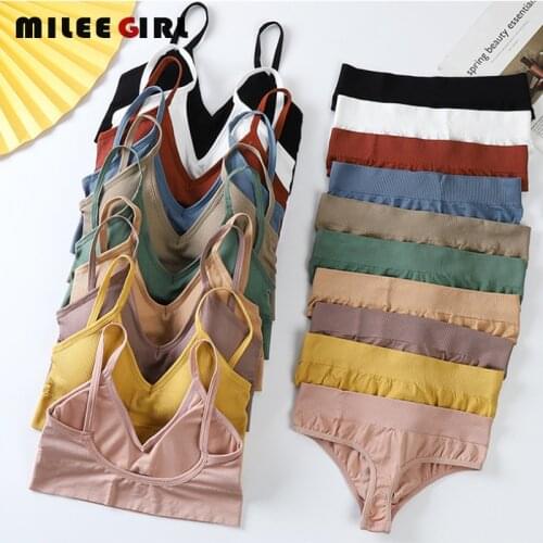 Womens Tank Top Panties,Fitness underwear Set Sports Seamless Tube Top Yoga Bra,Lingerie Sexy G-String Panties For Women