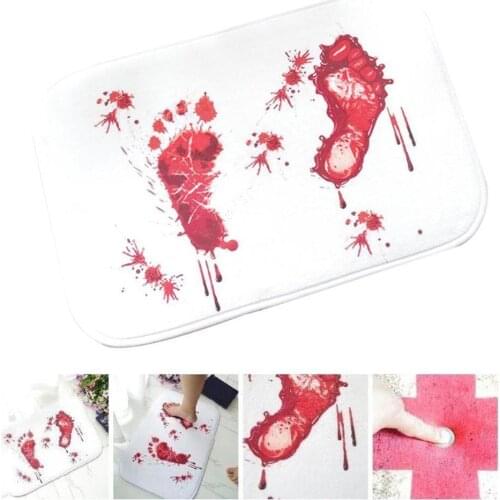 Halloween Decoration Horror House Blood Bathmat Foot Pad Scare Bloody Footprint Bath Bathroom Mat Non-slip Home Party Decoration