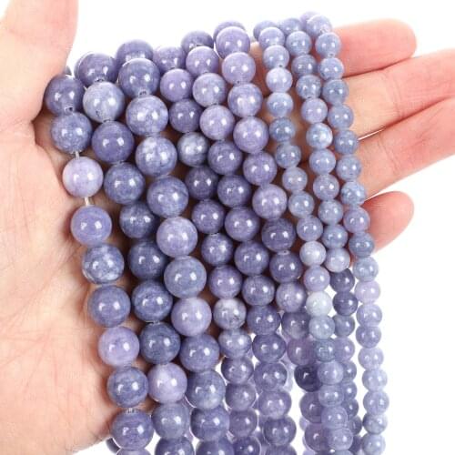 Natural Stone lavender Charm Round Loose Beads For Jewelry Making Needlework Bracelet Diy Strand 4-12MM