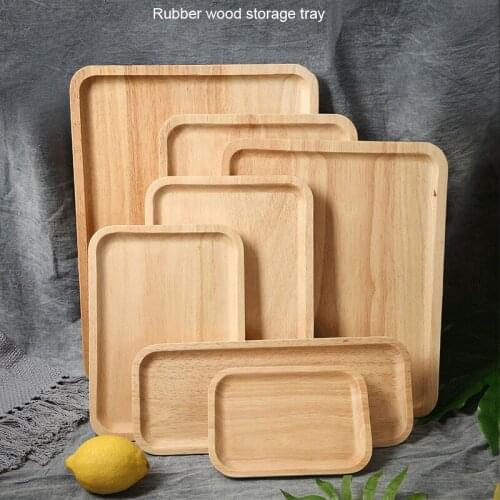 Square Wood Pan Plate Fruit Dishes Saucer Tea Tray Dessert Dinner Bread Pizza Rectangle Solid Wood Plate Tea Tray