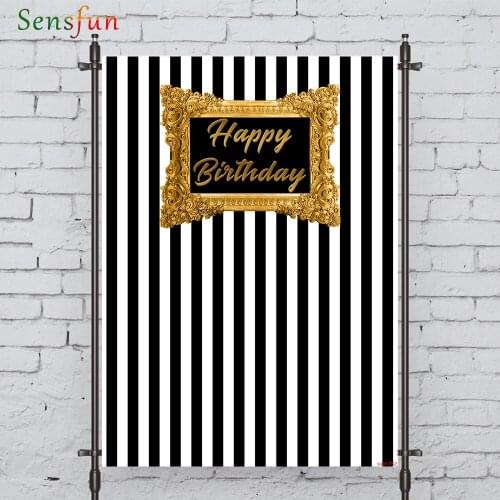 LEVOO Background For Photo Studio Golden Stripes Frame Birthday Classic Photocall Photobooth Studio Photography Backdrop