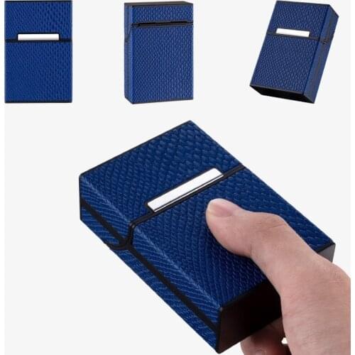 Fashion Crocodile Pattern Leather Cigarette Box for Men Woman Smoking Accessories Button Design 4 Colors