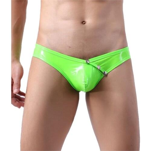 Man Panties Imitation Leather Patent Leather Sexy Knickers Low Waist Lingerie Briefs Calzoncillos Hombre Slip Tempting Gay Pants