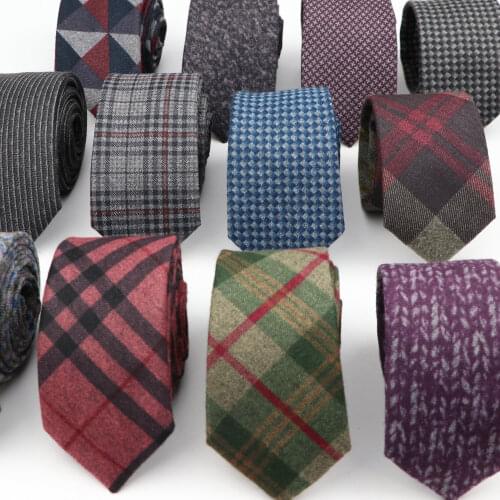 Mens Business Diamond Check Tie Artificial Wool Cotton Dark Color Tie Striped Black Grey Necktie For Daily Accessory Paty Gift
