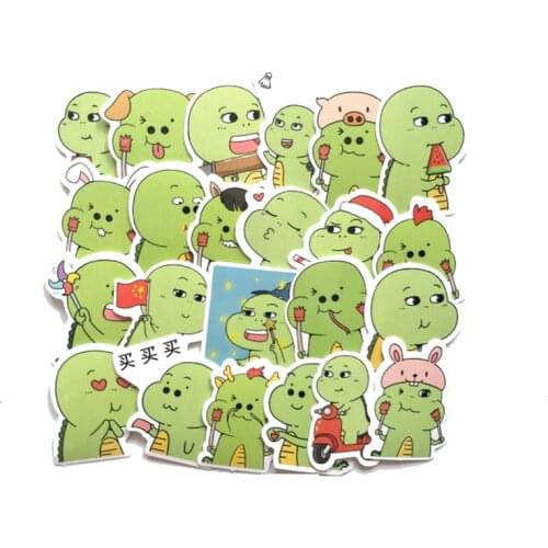 TD ZW 23Pcs 2-3CM Hand Account Little Green Dinosaur Stickers For Suitcase Skateboard Laptop Luggage Fridge Phone Decal Sticker