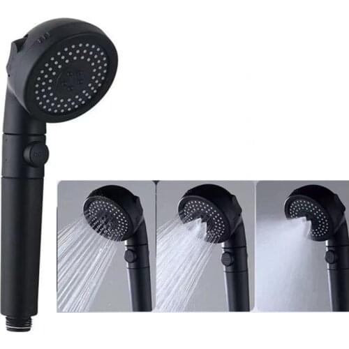 MILEFU 3 Modes Adjustable SPA Massage Stop Button Shower Head High Pressure Anion Filter Rainfal Shower Nozzle Black Bathroom