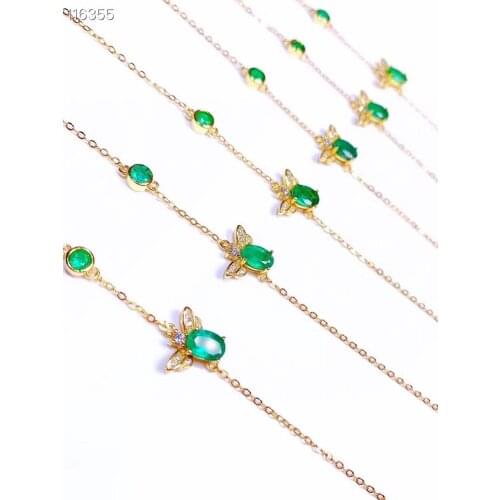 New natural emerald bracelet 925 silver electroplated gold womens bracelet every girls favorite jewelry