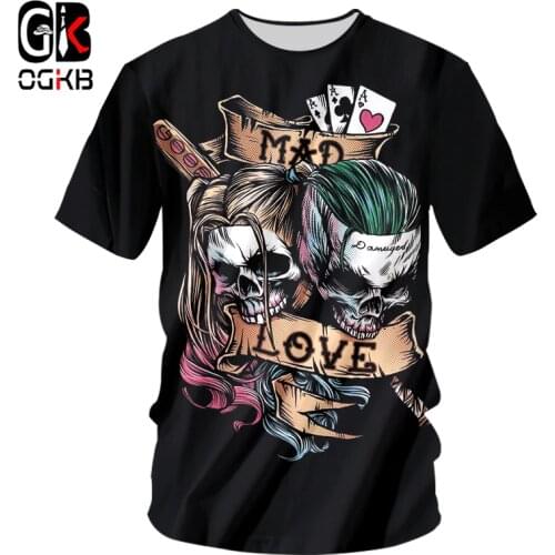 OGKB Skull Horror O-Neck T-shirt Mens Hip Hop 3D Harajuku Oversized T-shirt Printing Streetwear Fitness T-shirt Oversized 7XL