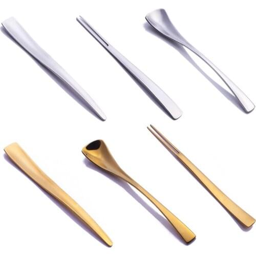Simple Creative Coffee Spoon 304 Stainless Steel Tableware Japanese Dessert / Fruit Fork Ice Cream Spoon Dining Coffeeware