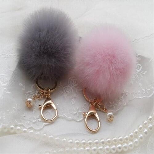 Fluffy Fur Ball Key Chain Rings Cute Pompom Women Keychain Car Pendant Ornaments Bag Accessories Christmas gift B078