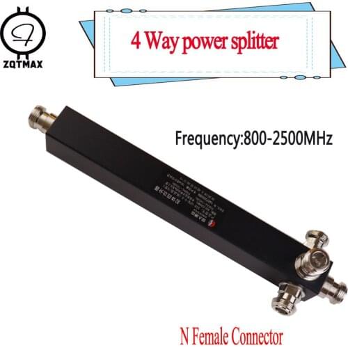 ZQTMAX Power Splitter Divider 4 Way Cavity N type 800-2500MHz For 3G CDMA GSM Cell Phone Signal Booster Repeater and antenna