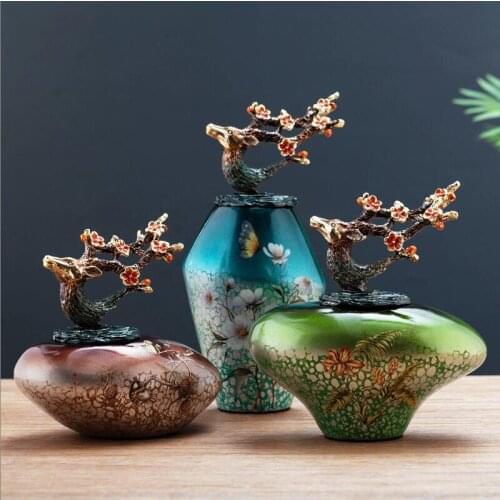 LUXURY AMERICAN CERAMIC VASE FIGURINES CRAFTS HOME DECORATION ORNAMENT LIVINGROOM PORCH CREATIVE DESKTOP STORAGE JAR ACCESSORIES