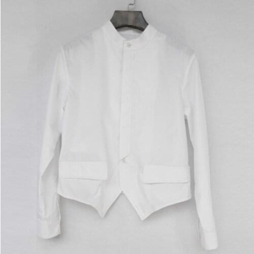 S-6xl Summer 2020 New Men Short Slim Pure Color Shirt Hairstylist Tide Casual Long Sleeve Shirts Stage Singer Plus Size Costumes