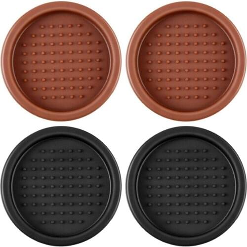 4 Pieces of Silicone Round Cushion Coffee Powder Hammer Cushion Press 63mm Black Brown Rubber Tamping Cushion