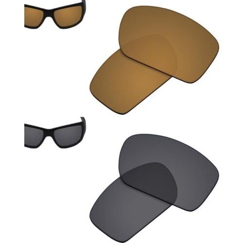 SmartVLT 2 Pairs Polarized Sunglasses Replacement Lenses for Oakley Big Taco-Copper Gold and Solid Black