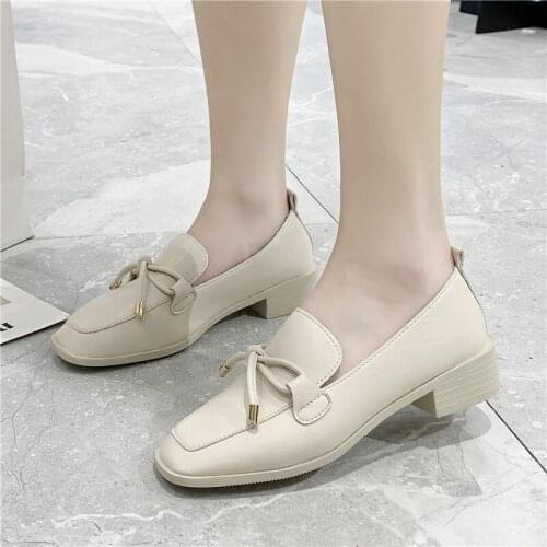 Black Casual Shoes Ladies Spring Bow High Heel Pumps New Female High Heels Pu Leather Oxford Shoes Womens Shoes