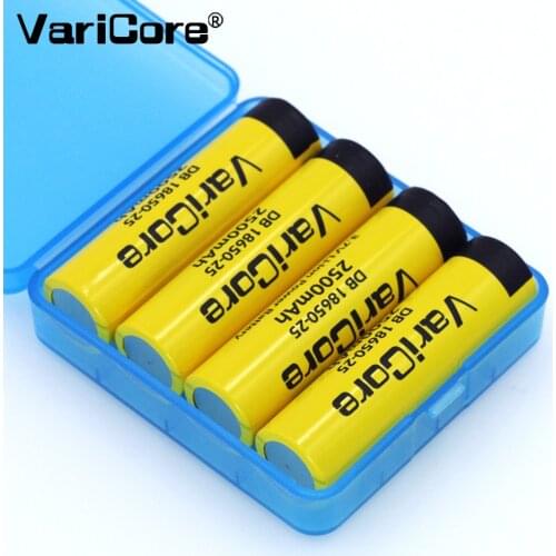 VariCore 4PCS new 18650 rechargeable lithium-ion battery 3.7V 2500mAh Battery can keep electronic 20A discharge+Storage Box