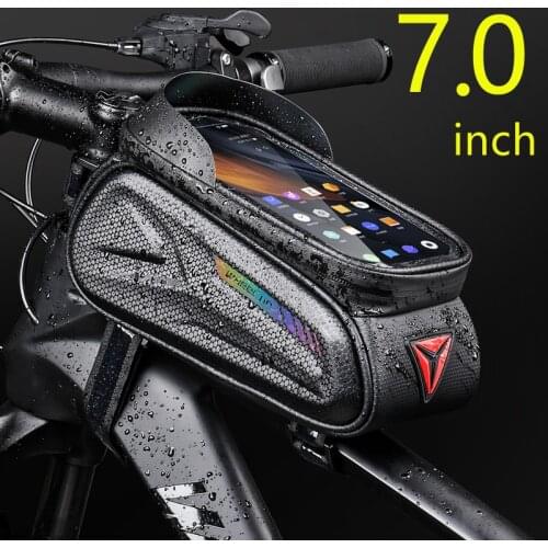 Touchscreen Bicycle Bag Phone Case Waterproof Mountain Bike Frame Bag For 7.0in Cell Phone Mount MTB Front Top Tube Cycling Bags