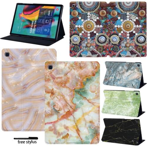Protective Case for Samsung Galaxy Tab S7 11"/Tab S4 S5e S6 10.5"/Tab S6 Lite 10.4" Anti -cratch Marble Pattern Flip Tablet Case