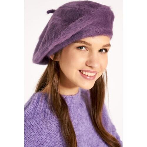 For women Woolen Painter Purple Beanie 40 WOOL 60 POLYAMIDE TURKISH MADE Stylish Design Pleasant View Quality Useful 2021 Trend Style Fashion New Model Women Beret Model For Cold Weather Great Product Convenient