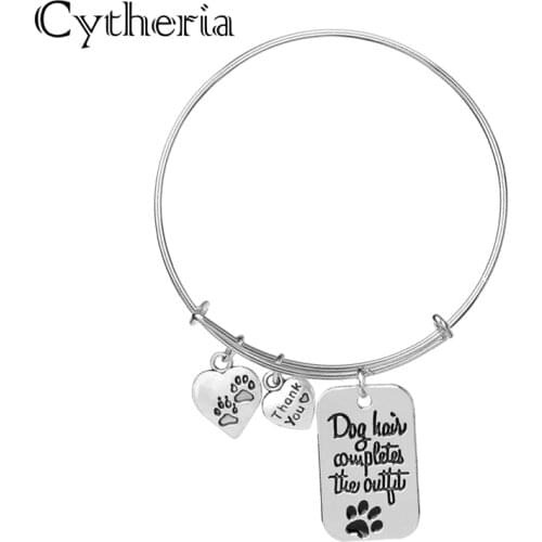 Dog hair completes outfit bangle thank you heart bracelet for women animal Mermaid adjustable bracelets and Bangles paw prints