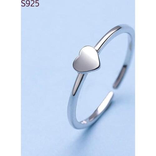 100% Genuine Real Pure Solid 925 Sterling Silver Rings for Women Fine Jewelry Lovely Heart Fashion Female Ring Party Bague Gift