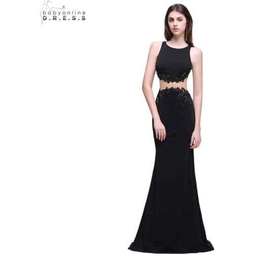 24 Hours Shipping Sexy Black Backless Prom Dresses Long Elegant Mermaid Beadings Prom Gown In Stock Vestido de Festa Longo
