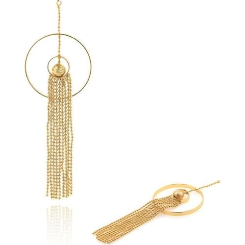 Golden Round Bead Necklace, Pendant With Drop Curtain, Multi-Ring Pendant, DIY Jewelry Making Accessories 90x30 mm