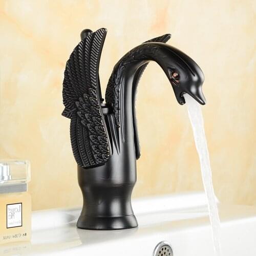 Gold Basin Faucet Swan Basin Tap Ti-pvd Brass Ceramic Brass Faucet Plate Spool Holder Deck Mounted Single Handle