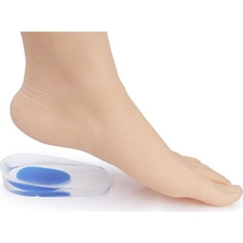 1 Pair Soft Silicone Gel Insoles For Heel Spurs Pain Foot Cushion Foot Massager Care Half Heel Insole Pad Height Increase