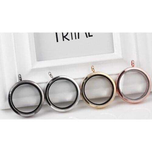 10PCS/lot Mix Colors Big Size 35MM Plain Round Magnetic Glass Floating Locket Pendant