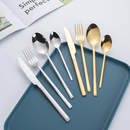 16pcs Spoon Fork Knife Dinner Set Western Cutlery Set Tableware Supply Stainless Steel Luxury Dinnerware Complete Home Flatware