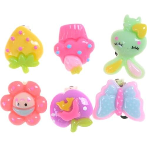 20pcs Lovely Cartoon Children Jewelry Mixed Styles Lot Baby Girl Earrings, Kids Ear Clip On Pierced Alloy Painless Earrings