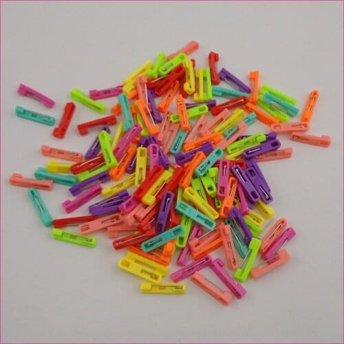 200PCS 2.2cm 0.85" Mini Colorful Plain Plastic Pin Back suitable to brooches, 22mm plastic safety pins,plastic badge pin backs