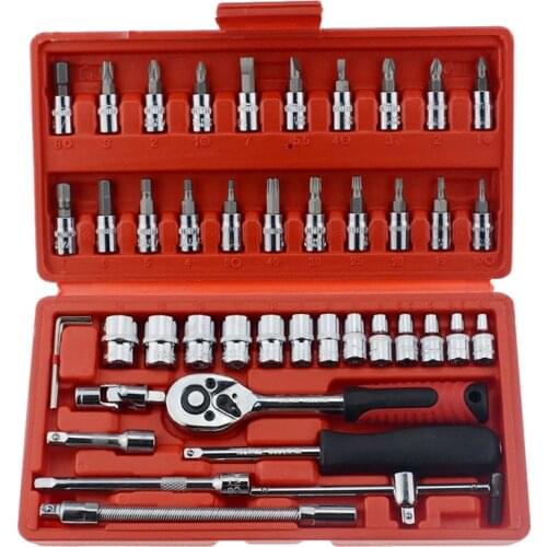 46 Pcs/Boxed Professional Wrench Socket Set Hardware Car Motorcycle Repairing Tools Kit Multitool Hand Tools Car-Styling