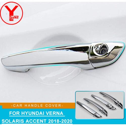 Car Chrome Door Handle Anti Scratch Cover For Hyundai Verna Solaris Accent 2018 2019 2020 Exterior Decoration Accessories YCSUNZ