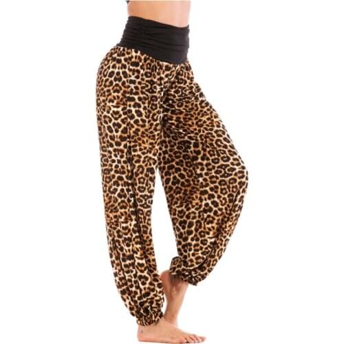 2020 summer fashion models woman pants Sports high quality pants long pants loose dancing pants wide leg pants leopard red brown