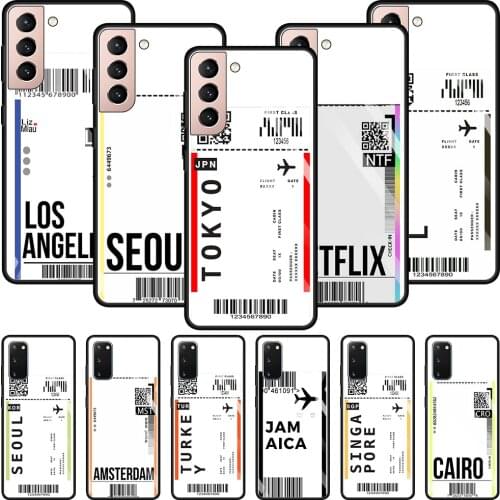 Airline ticket barcode Smartphone Case For Samsung Galaxy S21 Ultra Plus S20 FE Plus S20Ultra S10 Lite S9 Glass Cover