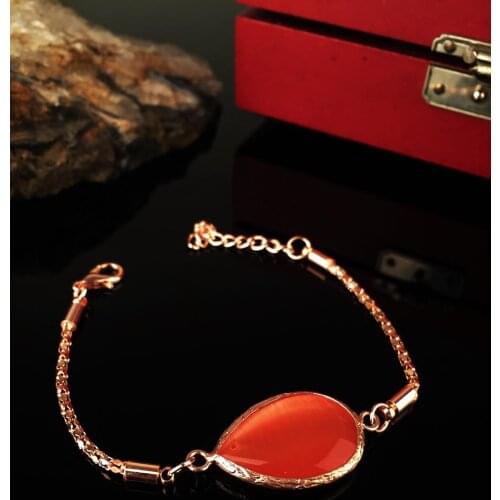 Dr Stone Natural Stone Women 'S Rose Gold Plated Cat 'S Eye Stone Bracelet KRB261