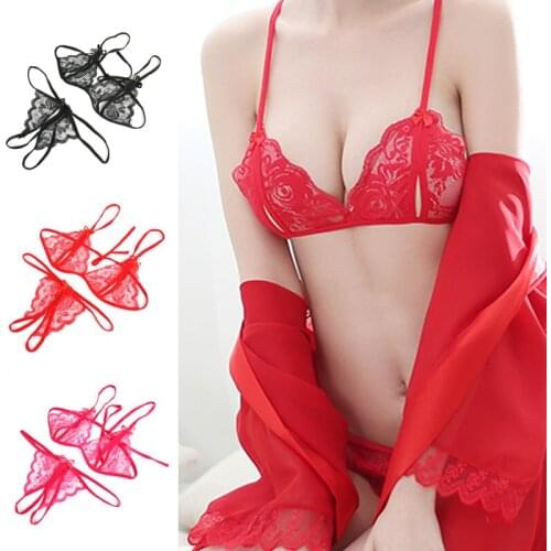 Femme Sexy Lingerie Set Push Up Bra And Panty Set Lace Underwear Transparent Bra Set Bras For Women Lenceria Mujer Red Lingerie