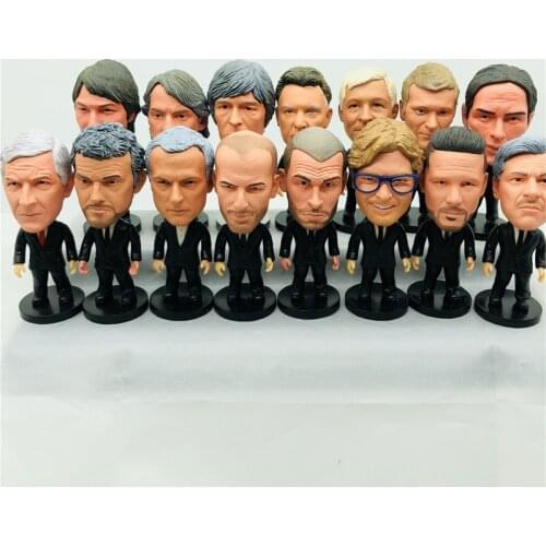 Soccerwe 2.55" Height Soccer Manager Figures Black Suit Jose Enrique Jurgen Wenger Guardiola Dolls Toy Gift